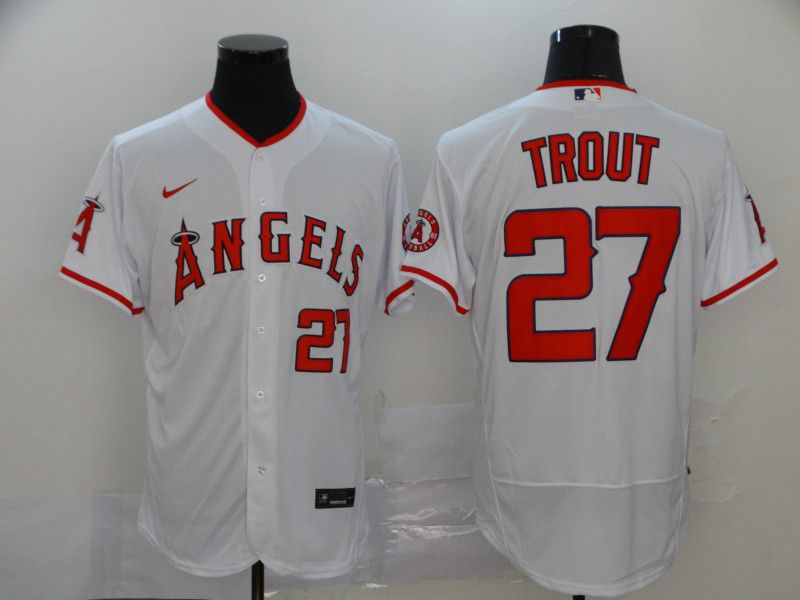 Men Los Angeles Angels #27 Trout White Elite Nike Elite MLB Jerseys->washington nationals->MLB Jersey